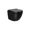 Унитаз подвесной Globo VT1-14SMB безободковый, цвет матовый черный, ультратонкое сиденье soft-close